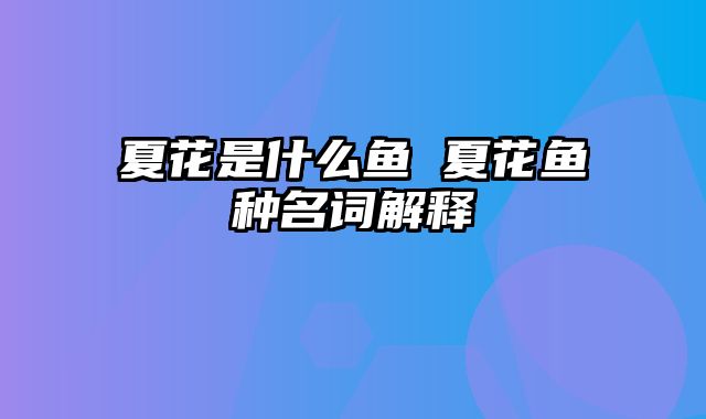 夏花是什么鱼 夏花鱼种名词解释