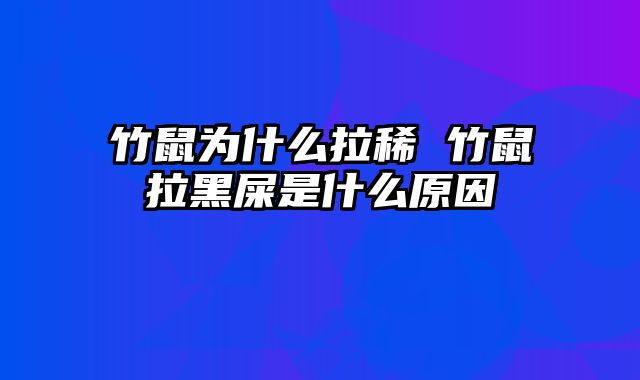 竹鼠为什么拉稀 竹鼠拉黑屎是什么原因