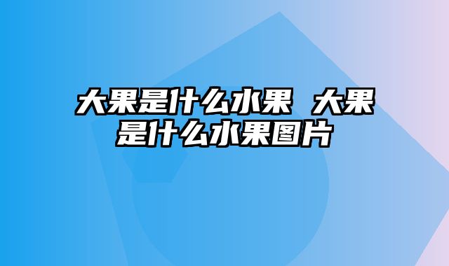大果是什么水果 大果是什么水果图片
