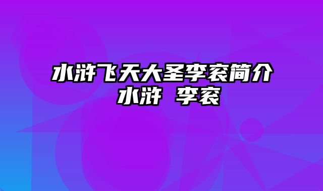 水浒飞天大圣李衮简介 水浒 李衮