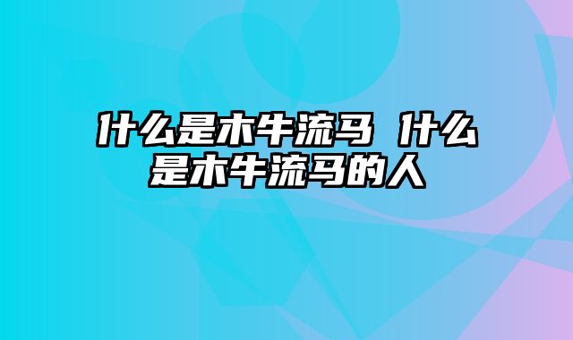 什么是木牛流马 什么是木牛流马的人