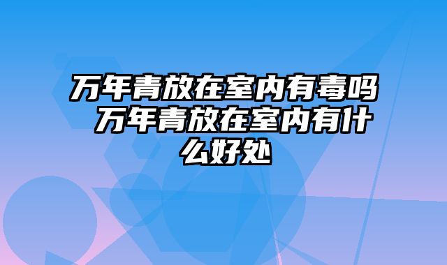 万年青放在室内有毒吗 万年青放在室内有什么好处