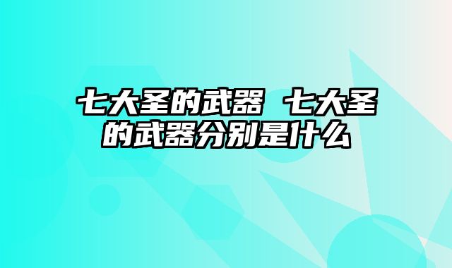 七大圣的武器 七大圣的武器分别是什么