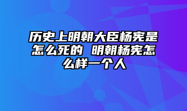 历史上明朝大臣杨宪是怎么死的 明朝杨宪怎么样一个人
