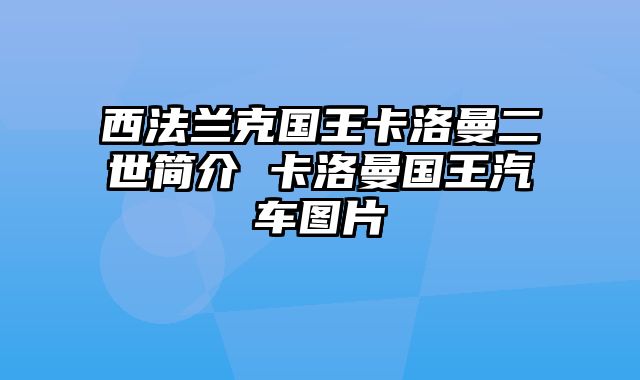 西法兰克国王卡洛曼二世简介 卡洛曼国王汽车图片