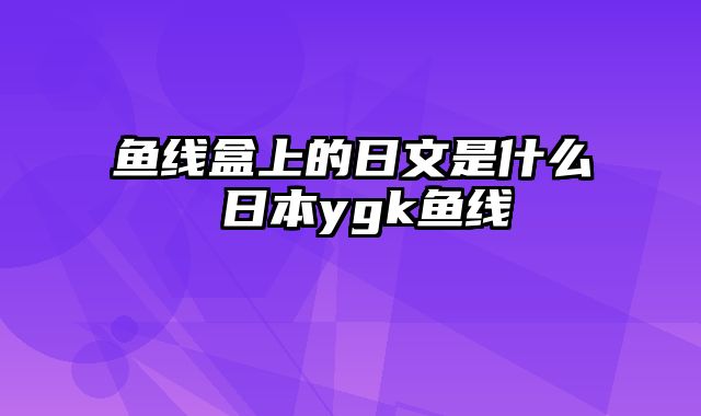 鱼线盒上的日文是什么 日本ygk鱼线