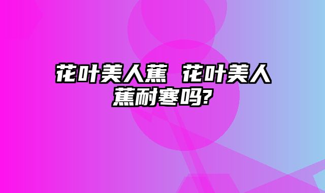 花叶美人蕉 花叶美人蕉耐寒吗?