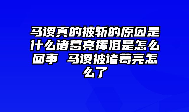 马谡真的被斩的原因是什么诸葛亮挥泪是怎么回事 马谡被诸葛亮怎么了