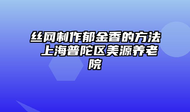 丝网制作郁金香的方法 上海普陀区美源养老院