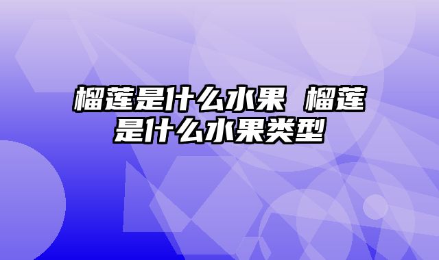 榴莲是什么水果 榴莲是什么水果类型