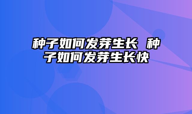 种子如何发芽生长 种子如何发芽生长快