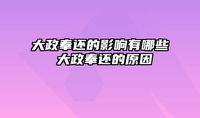 大政奉还的影响有哪些 大政奉还的原因
