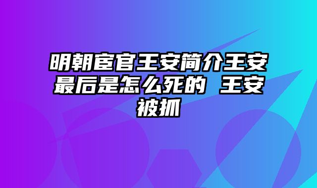 明朝宦官王安简介王安最后是怎么死的 王安被抓