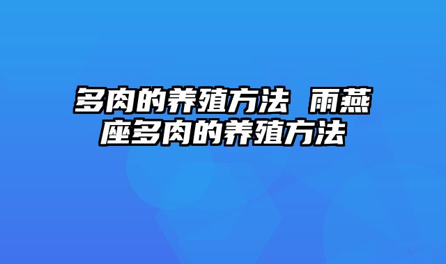 多肉的养殖方法 雨燕座多肉的养殖方法