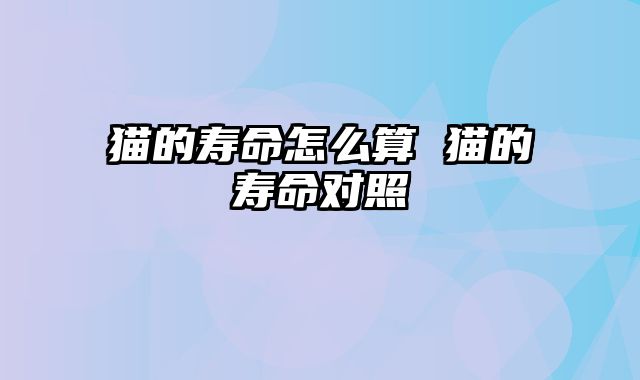 猫的寿命怎么算 猫的寿命对照