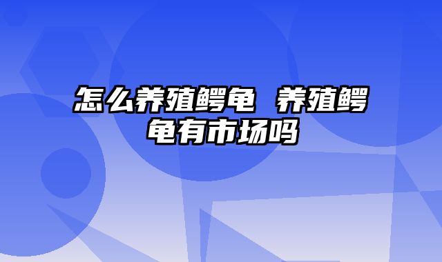 怎么养殖鳄龟 养殖鳄龟有市场吗