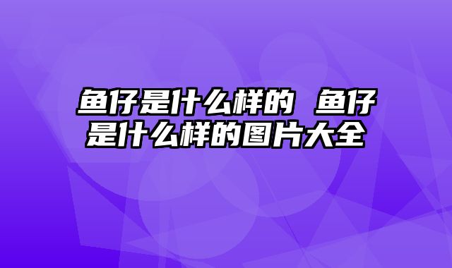 鱼仔是什么样的 鱼仔是什么样的图片大全