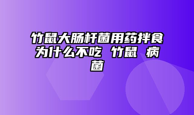 竹鼠大肠杆菌用药拌食为什么不吃 竹鼠 病菌