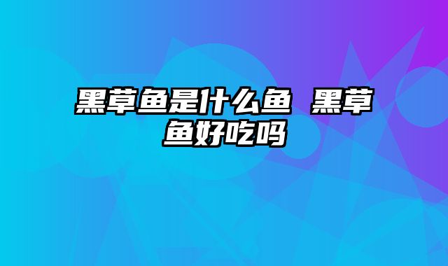 黑草鱼是什么鱼 黑草鱼好吃吗