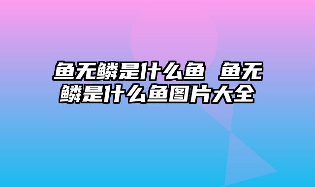 鱼无鳞是什么鱼 鱼无鳞是什么鱼图片大全