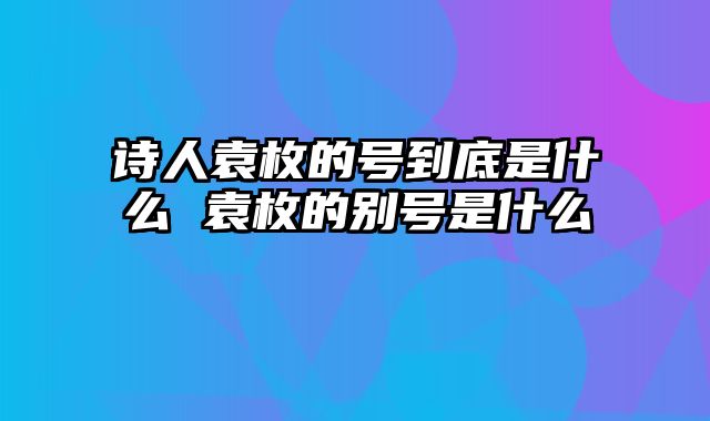 诗人袁枚的号到底是什么 袁枚的别号是什么