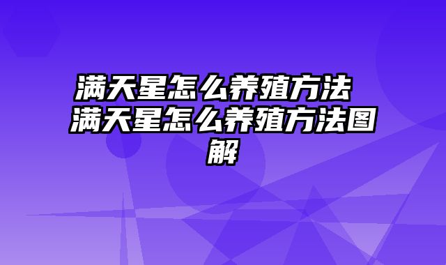 满天星怎么养殖方法 满天星怎么养殖方法图解
