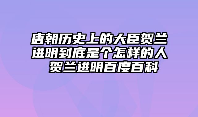 唐朝历史上的大臣贺兰进明到底是个怎样的人 贺兰进明百度百科