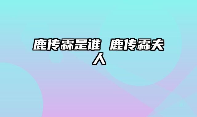 鹿传霖是谁 鹿传霖夫人