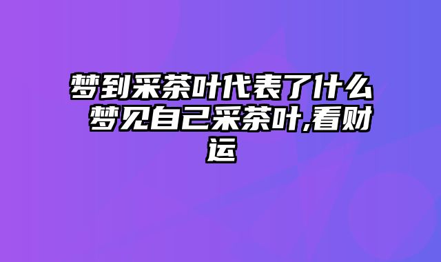 梦到采茶叶代表了什么 梦见自己采茶叶,看财运