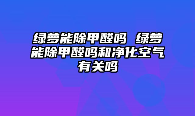 绿萝能除甲醛吗 绿萝能除甲醛吗和净化空气有关吗