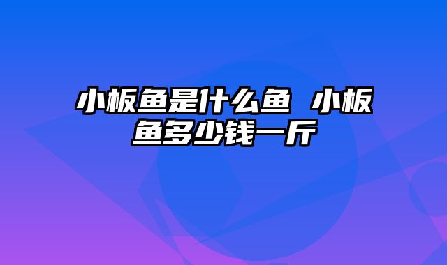小板鱼是什么鱼 小板鱼多少钱一斤