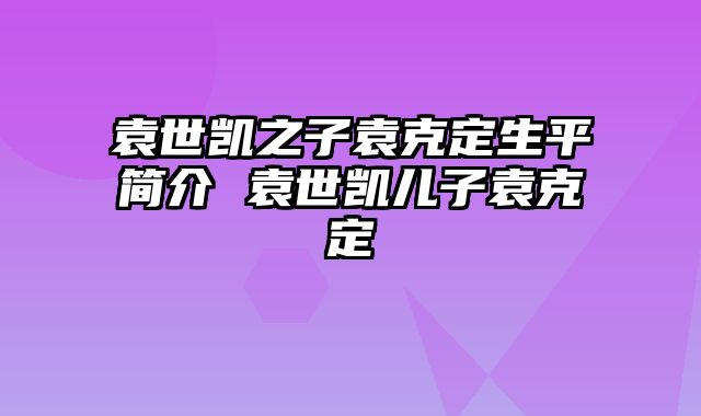 袁世凯之子袁克定生平简介 袁世凯儿子袁克定