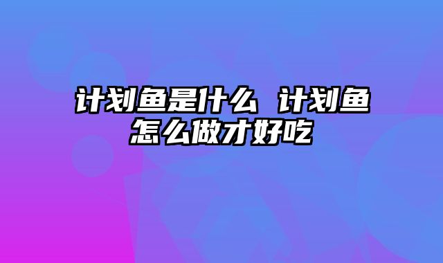 计划鱼是什么 计划鱼怎么做才好吃