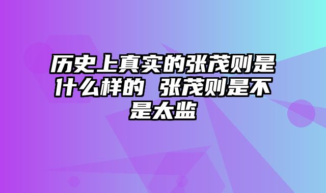 历史上真实的张茂则是什么样的 张茂则是不是太监