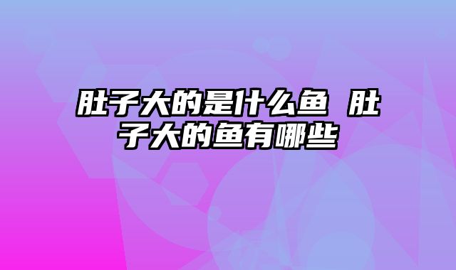肚子大的是什么鱼 肚子大的鱼有哪些