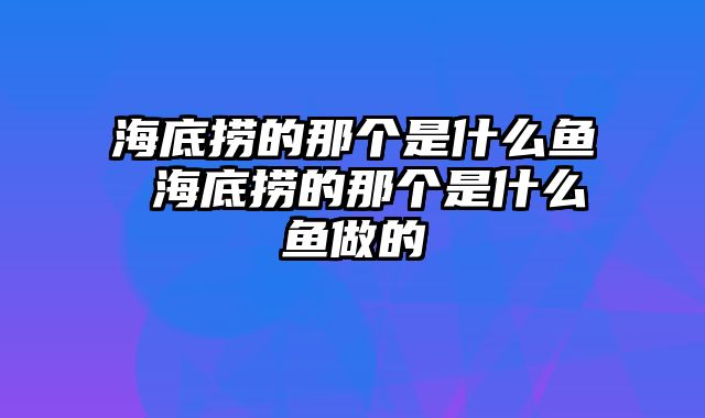 海底捞的那个是什么鱼 海底捞的那个是什么鱼做的