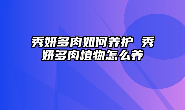 秀妍多肉如何养护 秀妍多肉植物怎么养