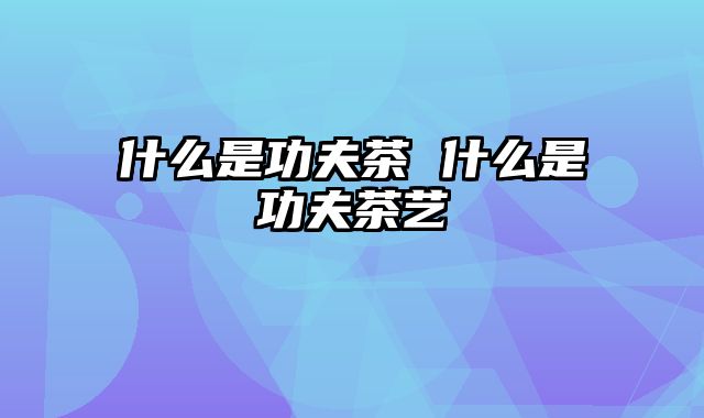 什么是功夫茶 什么是功夫茶艺