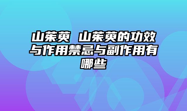 山茱萸 山茱萸的功效与作用禁忌与副作用有哪些