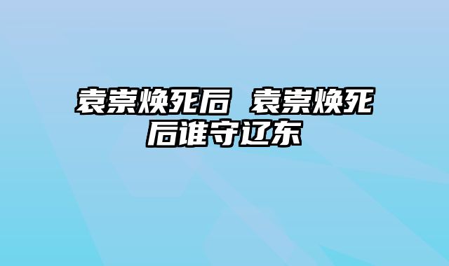 袁崇焕死后 袁崇焕死后谁守辽东