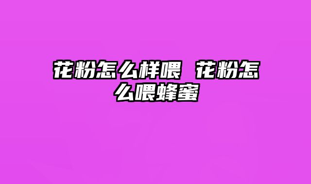 花粉怎么样喂 花粉怎么喂蜂蜜