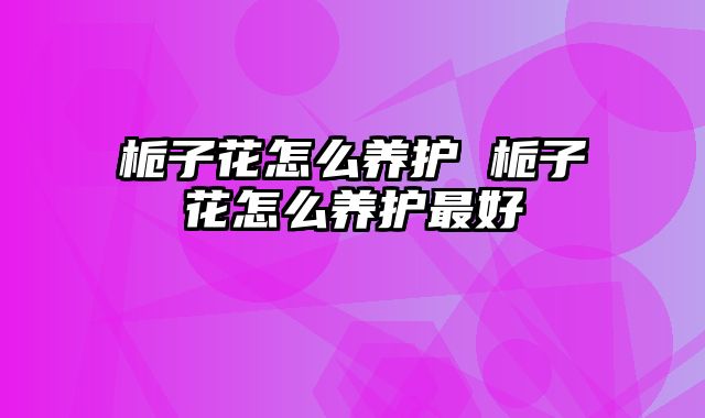 栀子花怎么养护 栀子花怎么养护最好