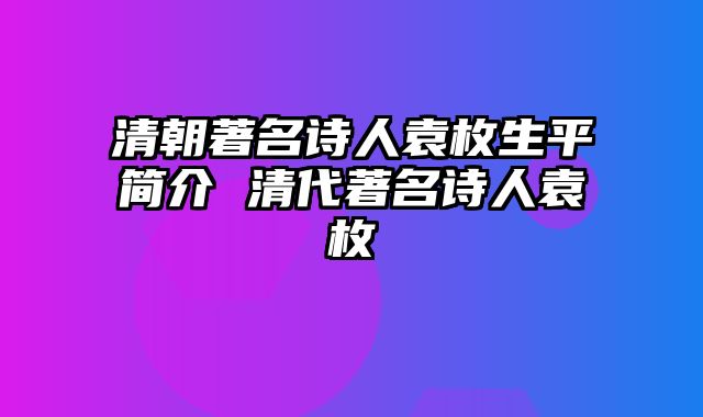 清朝著名诗人袁枚生平简介 清代著名诗人袁枚