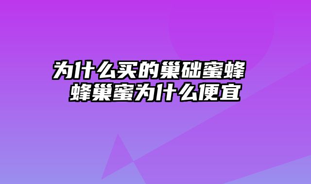 为什么买的巢础蜜蜂 蜂巢蜜为什么便宜