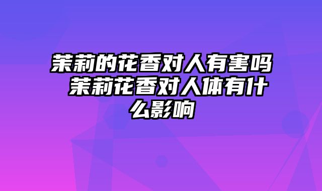 茉莉的花香对人有害吗 茉莉花香对人体有什么影响