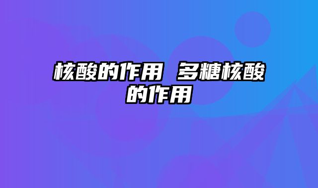 核酸的作用 多糖核酸的作用