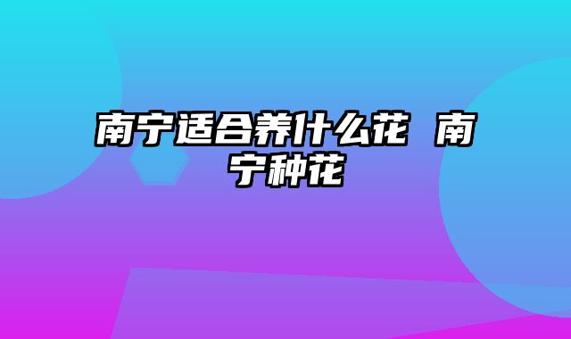 南宁适合养什么花 南宁种花