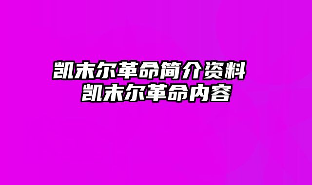 凯末尔革命简介资料 凯末尔革命内容