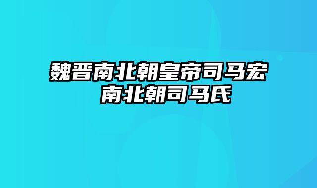 魏晋南北朝皇帝司马宏 南北朝司马氏