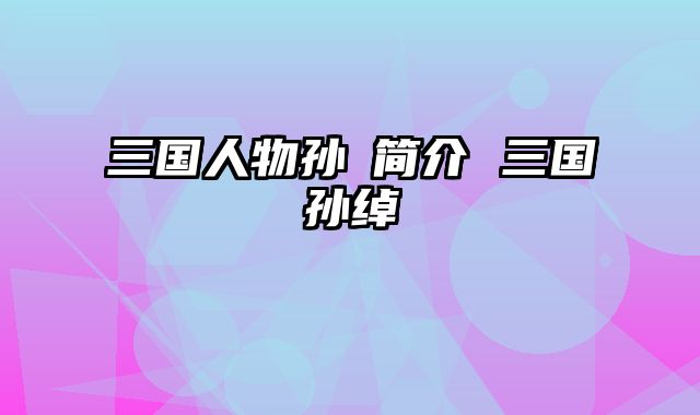 三国人物孙綝简介 三国孙绰